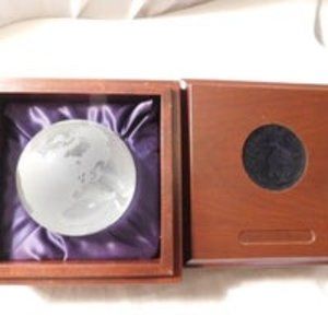 Vintage Glass Earth Globe Paperweight